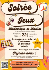 Affiche soirée jeux moulins 35